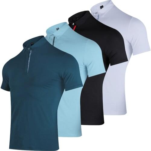Breathable Golf Wear Mens Sports Lapel T-Shirt Running Shirt Summer Quick-Drying Golf Wear Casual Short-Sleeved Golf Team Wear