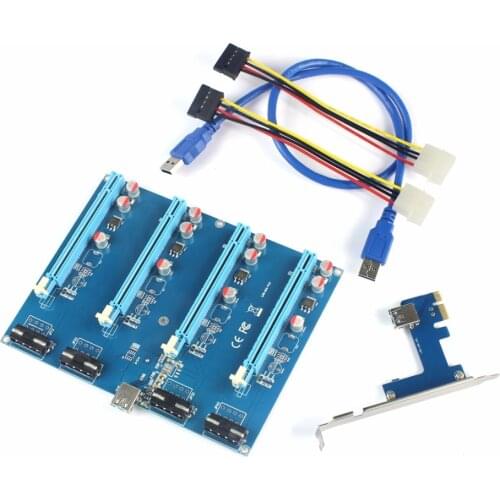 XT-XINTE PCIe 1 to 4 PCI Express 16X Riser Card Mining PCI-E 1X to External 4 Slot PCIe Multiplier Adapter Board for BTC Miner