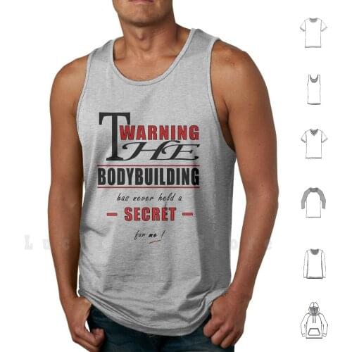 Tee Shirt-The Bodybuilding Has Never Held A Secret For Me Tank Tops Vest Sleeveless Bodybuilding Sport Red Black Write