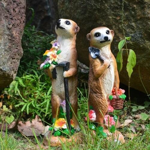 HOT Meerkat Garden Decoration Resin Crafts Statue Realistic Animal Figurines for Home Garden Courtyard