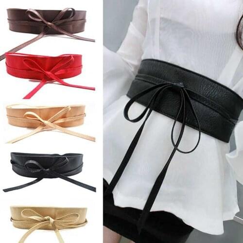 80% HOT SALE Fashion Women Faux Leather Wrap Arounds Tie Corset Cinch Waist Wide Dress Belt Clothing Accessories