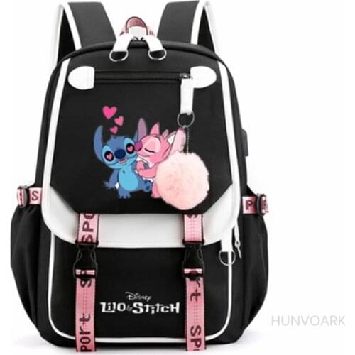 Disney Stitch Backpack Multi Function Capacity School Bags For Teenagers Organizer with Changing Women Cartoon Stitch Mochilas