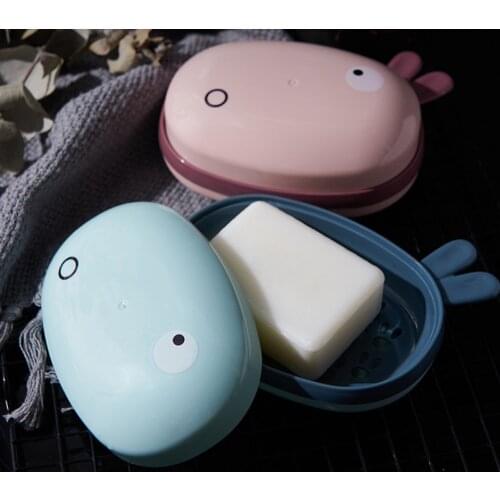 Cartoon Waterproof Soap Box With Cover Portable Travel Soap Protect Container Bathroom Soap Case Bathroom Accessories