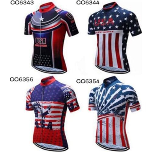 TELEYI Team USA Mens Professional Outdoor Cycling jersey Bike Short Sleeve Top Shirt Clothing Bicycle Sportwear Jersey