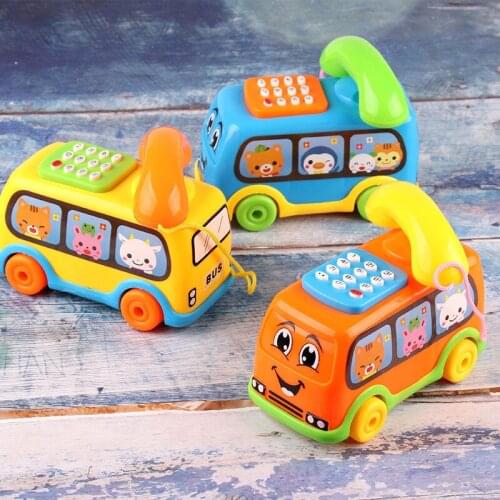 1Pc Baby Toys Music Cartoon Bus Phone Educational Developmental Kids Toy Gift Children Early Learning Exercise Baby Kids Game
