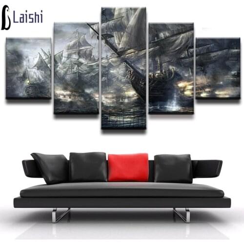 5pcs diamond painting multi panel Sailing boat on the sea diamond mosaic terror stitch cross diamond embroidery full round drill