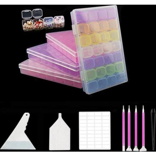 Diamond Painting Tools Set 28 Cells Plastic Storage Box and Tool Kits 40Pcs Inlay for Diamond Painting Embroidery Accessories