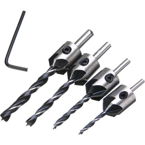 Woodworking Drilling Chamfer Tool Set Countersink Drill Bit Set for Wood Durable STTA889