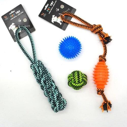 4 Pcs Set/20 Set/Pet Dog Toys Molar Tooth To Bite Pet Training Game And Chew TPR Sounding Cotton Rope Nibble Toy