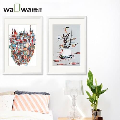 Wall frog modern minimalist frame dreamer Virgil painting the living room decorative painting Book Studio Art Museum paintings