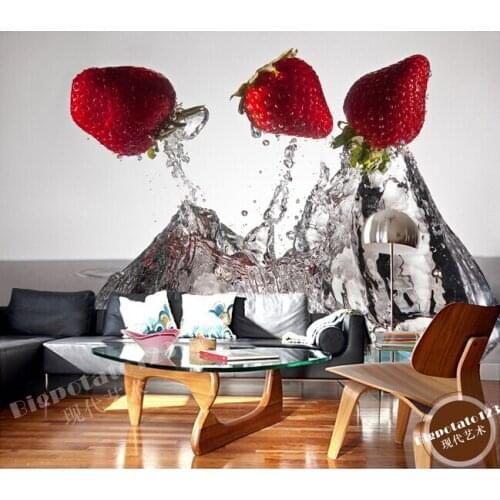 The latest 3D murals, the water jump strawberry restaurant de parede Papel, living room TV sofa bedroom wall paper