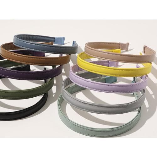Fashion Headbands for Hair Woman Hair Band Elegant Solid Color Synthetic Leather Hair Hoop Bezel Hairband Girls Hair Accessories