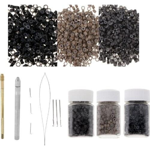 Hair Wig Micro Rings Link Beads Silicone Hooking Ventilating Latch Pulling Loop Needles Holder Set for Hair Extension Wigs