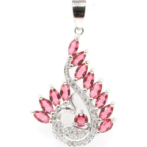 28x18mm Lovely Created Violet Tanzanite Green Peridot White Zircon Gift For Girls SheCrown Silver Pendant Daily Wear