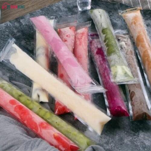 SHENHONG 100pcs/Pack Summer Popsicles Bags Plastic Pop Ice Mold Freezer Cream Making Forzen Sucker DIY Yogurt Drinks Lolly Maker