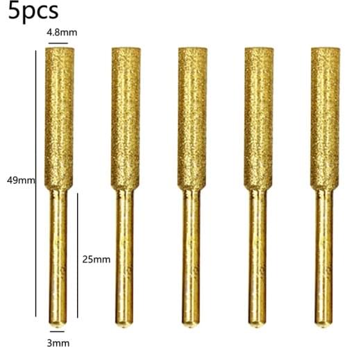 Gold Diamond Coated Cylindrical Burr 4mm Chainsaw Sharpener Stone File Chain Saw Sharpening Carving Grinding Tools Silver Pink