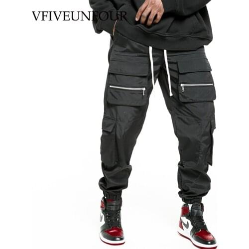 VFIVE UNFOUR Vintage Straight Sweatpants Men Casual Pants Man Zipper Multi Pockets Harem Trousers Loose Hip Hop Trouser