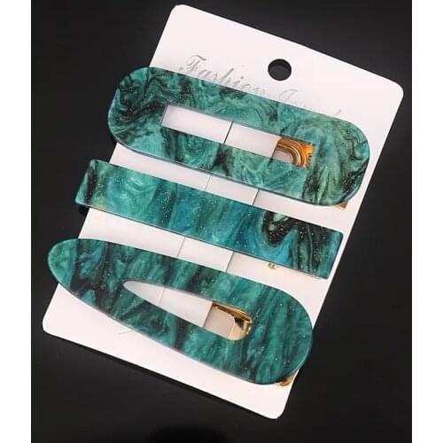 New 3PCS/Set Fashion Leopard Acetate Geometric Hair Clips For Women Girls Headband Sweet Hairpins Barrettes Hair Accessories Set