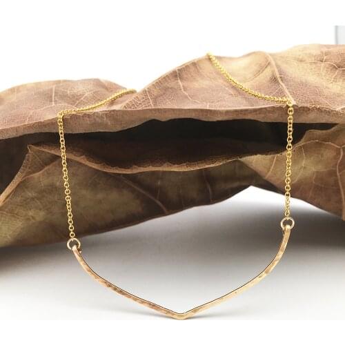 925 Silver Gold Filled V Necklace Hammered Gold Choker Pendant Collier Femme Kolye Collares Boho Women Jewelry Vintage Necklace