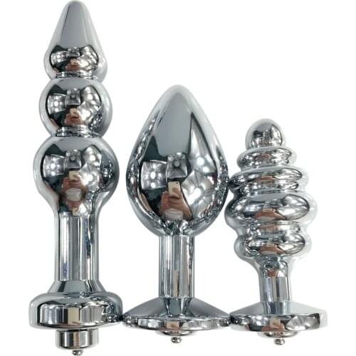 1piece 3 shapes for choose Electric shock new metal anal butt vaginal plug electro stimulation accessory medical themed sex toys