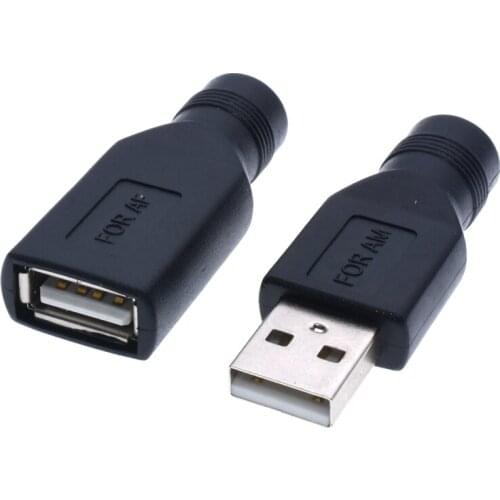 1pc 5.5*2.1mm Female jack to USB 2.0 Male Plug / Female jack 5V DC Power Plugs Connector Adapter Laptop