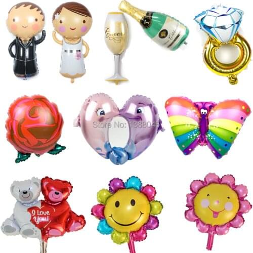 2pcs Mini Size Birde and Groom Wedding Party Foil Balloons Wedding Event Valentines Day Party Supplier Balloons Classic Toys