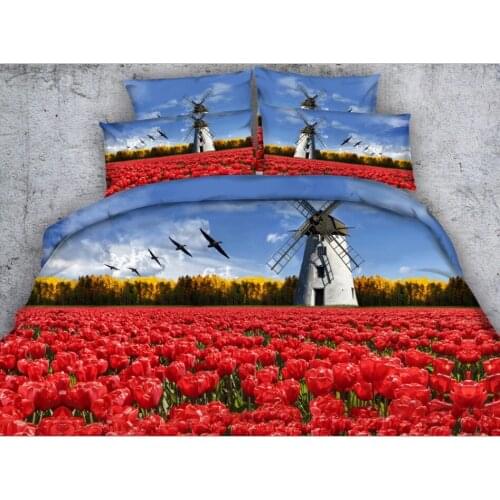 3D Flower Floral Tulip Bedding set quilt duvet cover bed in a bag sheet bedspread linen Cal Super King queen size full twin 4PCS