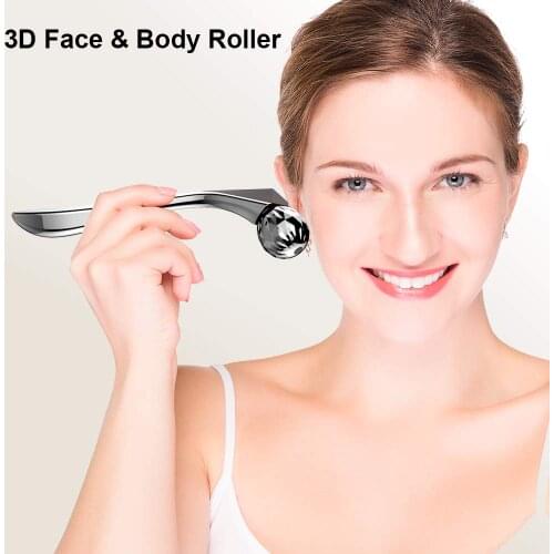 Solar 3D Microcurrent Facial Roller Tools-Face Massager Or Body For Anti Aging Lifting Wrinkle Removal Eliminate Puffiness