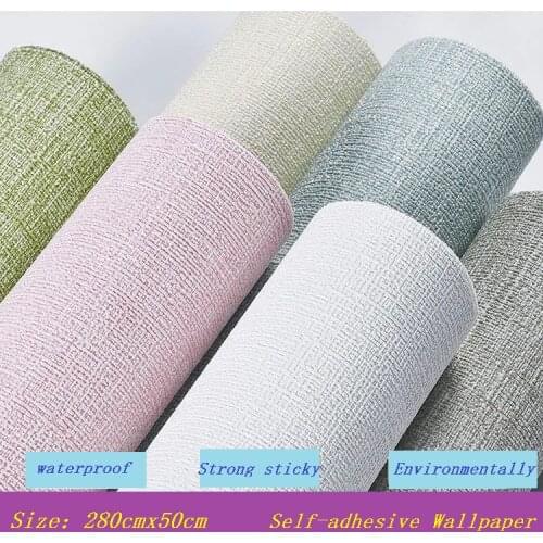 3D Three-dimensional Self-adhesive Thermal Insulation Wallpaper Linen Cloth Diatom Mud Plain Decorative Refurbished Wallpaper