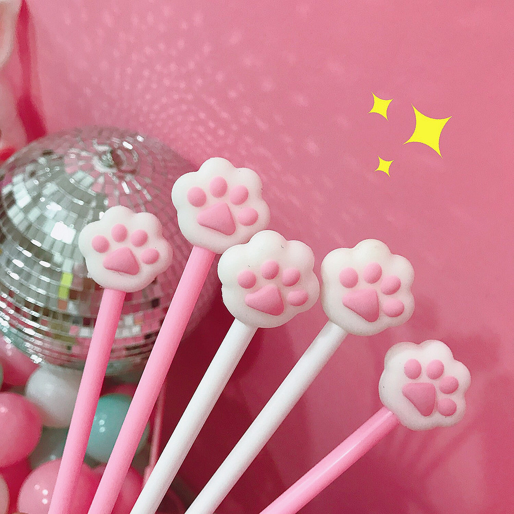 Cute Cat Paw Pink Heart Gel Pen Signature Pen Escolar Papelaria School Office Supply Promotional Gift