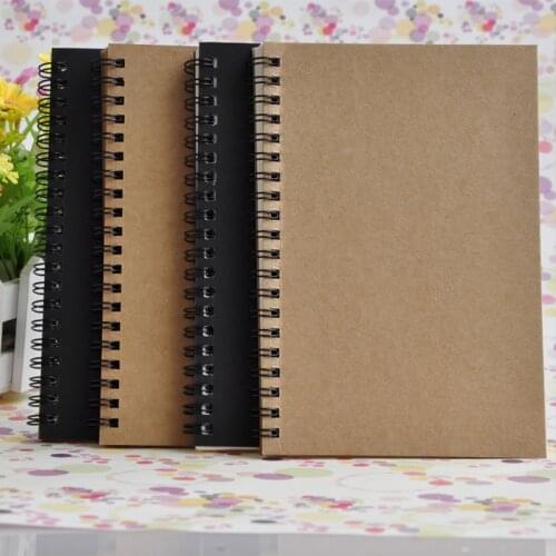 A5 B6 Vintage Kraft Paper Coil Simple Sketch Sketch Blank Diary Notepad Art Picture Book Stationery School Office Dual Use