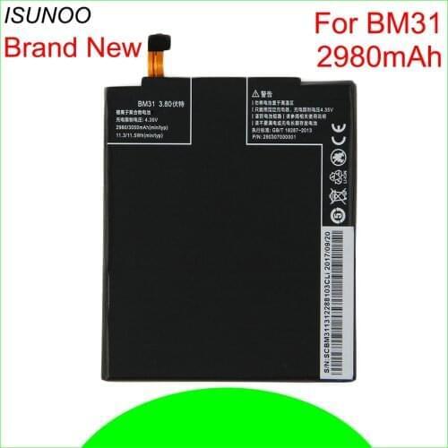 ISUNOO Phone Battery BM31 For Xiaomi Mi3 Mi 3 Mobile Phone Replacement Lithium Polymer Batteries