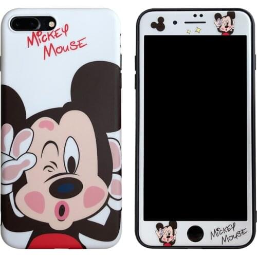 Disney Case for Iphone 11 X Xs SE 7 8 7Plus 8Plus Mickey Minnie Cases + Film Anti-fingerprint Anti-drop Mobile Phone Accessories