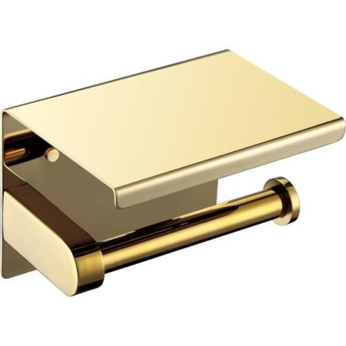 Toilet Paper Holder Tissue Roll Hanger Wall Mounted Stainless Steel With Shelf Towel Rack Tissue Boxes Black Gold silver SUS 304