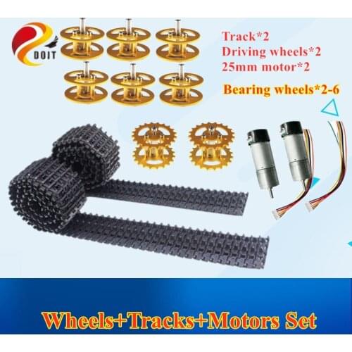 DOIT All-metal Bearing Wheels+ Driving Wheels+ Plastic Tracks+ Motors for Robot Tank Chassis Accessory Toy Parts
