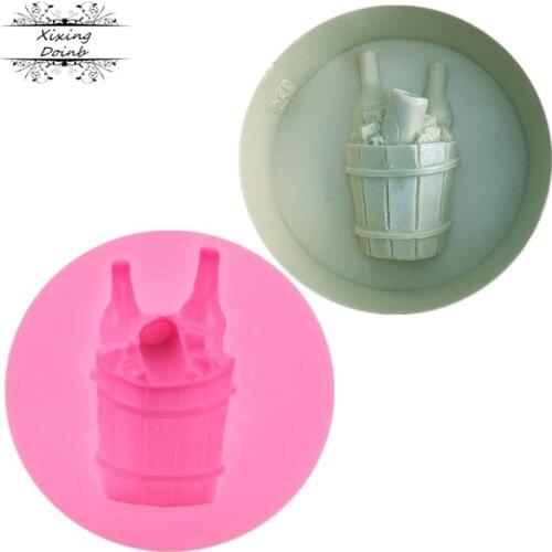 Iced barrel shaped chocolate cake decorated with silica gel mold baking fudge technology DIY cooking tools