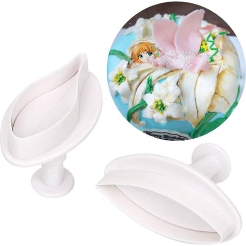 Lily Petals Mold Cake Tools DIY Cake Decorating Tools Baking Tool Cookie Mould 2pcs/set Plastic Plunger Cutter Fondant Cake Mold