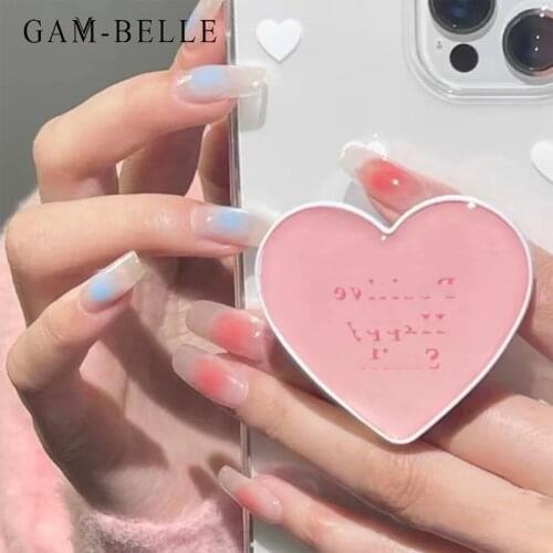 GAM-BELLE 24Pcs Blue Pink Graffiti Pattern Artificial False Nails Long Square Full Nail Art Tips Colorful Beauty Press On Nails