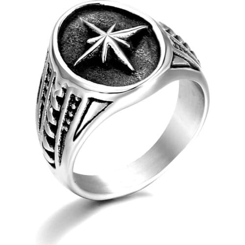 Classic Simple Polaris Ring Men Women Minimalist Stainless Steel Star Signet Rings Vintage Punk Biker Jewelry Dropshipping Store