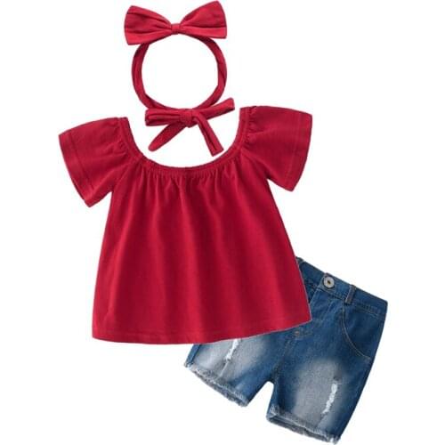Baby Girl Clothes set Summer fashion Sets Newborn Cotton T-shirt+denim shorts 2 PCS Suits Infant Toddler Clothing