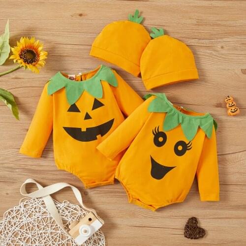 Ma&Baby 0-18M Newborn Infant Baby Boys Girls Halloween Costumes Cute Pumpkin Romper Jumpsuit Long Sleeve Clothes DD40