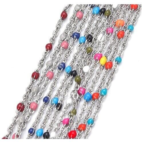 2meter 1.5mm Stainless Steel oil Chains Bulk Steel Color for DIYJewelry Chain Making Crafts def3a