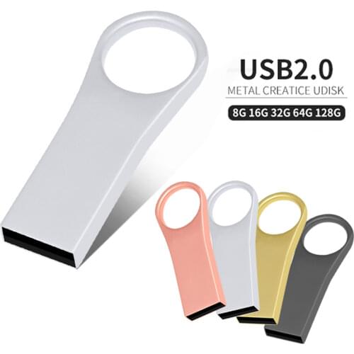 Metal Usb flash drives 128GB 64GB 32GB Waterproof Pen Drive 8G 16G Memory Stick Storage Device USB 2.0 Pendrives U Disk for gift
