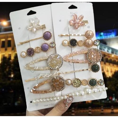 Sweet Crystal Flower Hair Clips For Women Girl Luxry Colorful Rhineston Geometric Hair Barrettes For Hair Accessories 2021 Trend