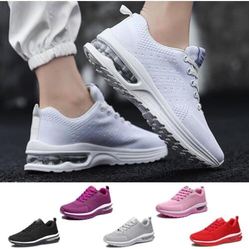 Mens and Womens Running Shoes Comfortable Air Cushion Sports Shoes Breathable Lightweight Mesh Lace-up Casual Shoes