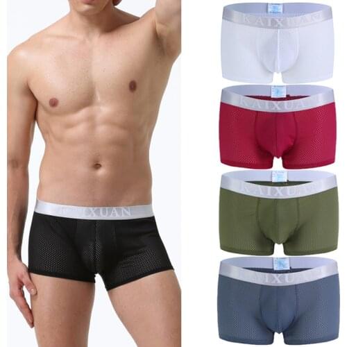 3PCS/Lots Mens Boxer Shorts Ice Silk Mesh Underwear Cueca Breathable Boxershorts Calzoncillo Hombre Slip Elastic Gay Panties