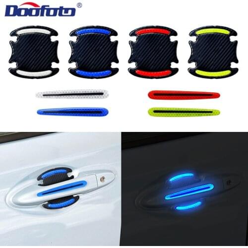 4PCS Car Reflective tape Strips Carbon fiber Car Sticker Truck Auto Motor Anti-Scratch Safety Warning Sticker Auto Accessories