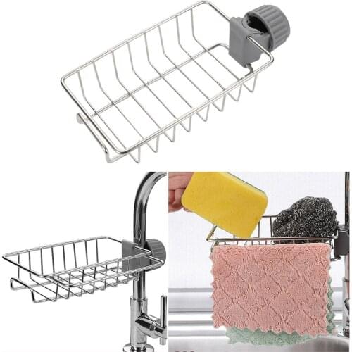 Stainless Steel Faucet Storage Racks Adjustable Sink Rag Sponge Draining Rack Kitchen Bathroom Soap Storage Holders Shelves