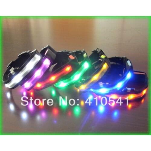 New Arrival Free Shipping LED Dog Nylon Flashing Glow New Pet Light Safety Collar LED Dog Collar LED Light UP Flashing Blue Red