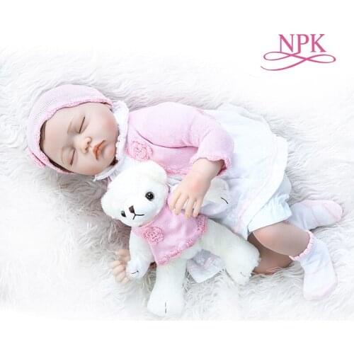 NPK 55CM 55CM newborn sleeping baby lifelike bebe doll reborn baby handrooted hair soft weighted body adorable doll soft touch